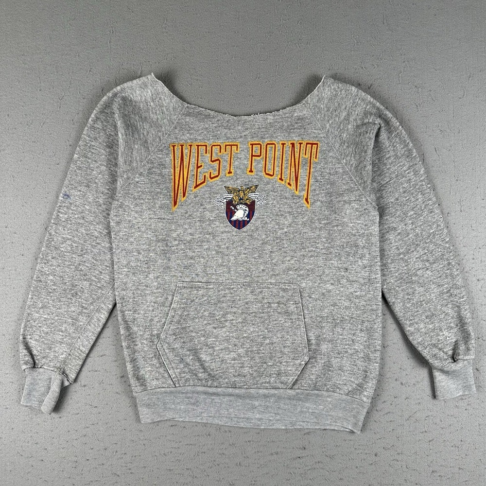 Vintage 80s West Point Sweatshirt Small Gray USMA Military Academy Pullover